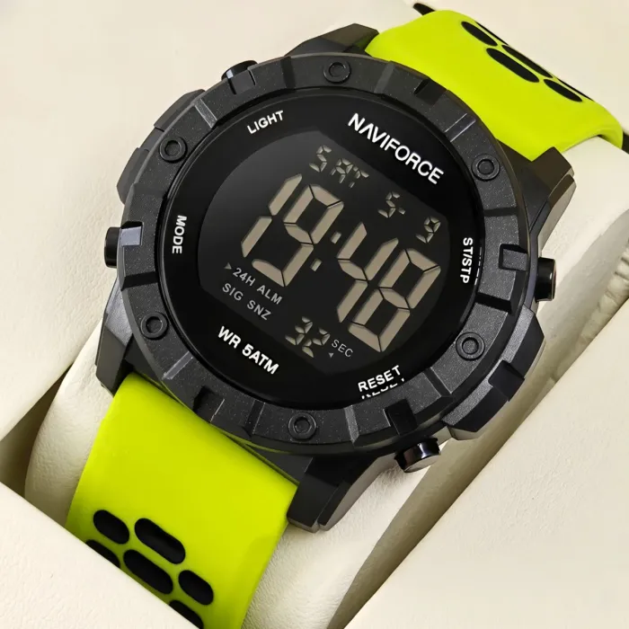 Чоловічий водостійкий спортивний тактичний годинник Naviforce Professional Brutal Green, 2 ремінці - зображення 3