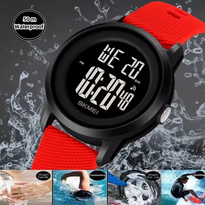 Чоловічий спортивний водостійкий тактичний годинник Skmei Red - зображення 4