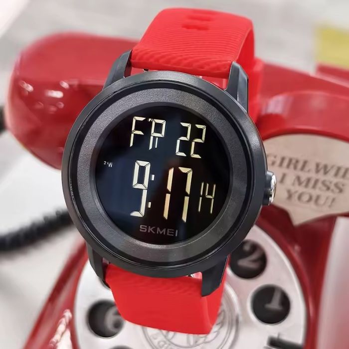 Чоловічий спортивний водостійкий тактичний годинник Skmei Red - изображение 6