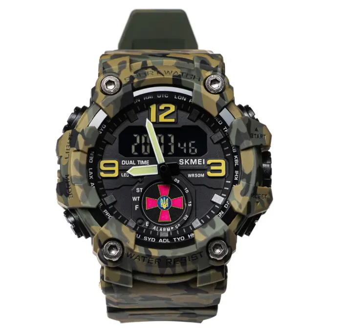 Чоловічий водостійкий спортивний тактичний годинник Skmei Brave ЗСУ - зображення 2