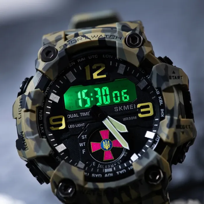 Чоловічий водостійкий спортивний тактичний годинник Skmei Brave ЗСУ - зображення 3