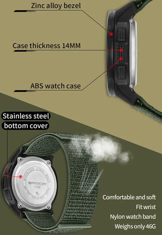 Чоловічий водостійкий спортивний тактичний годинник Sanda Cricket - зображення 12