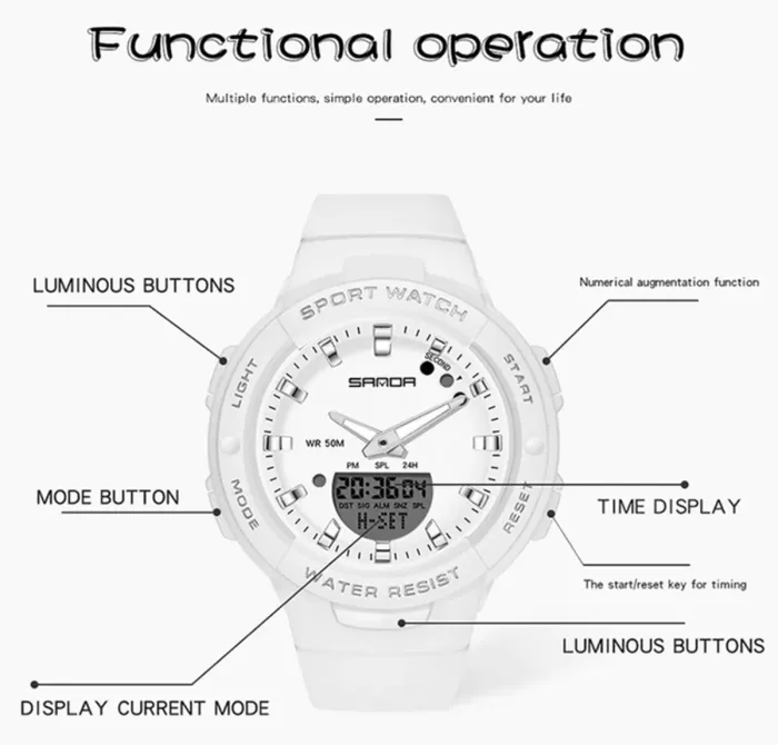 Чоловічий водостійкий спортивний тактичний годинник Sanda Easy - зображення 6