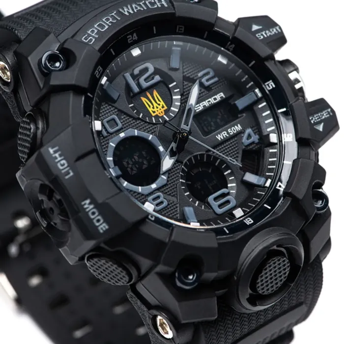 Чоловічий водостійкий спортивний тактичний годинник Sanda Peremoga - зображення 1