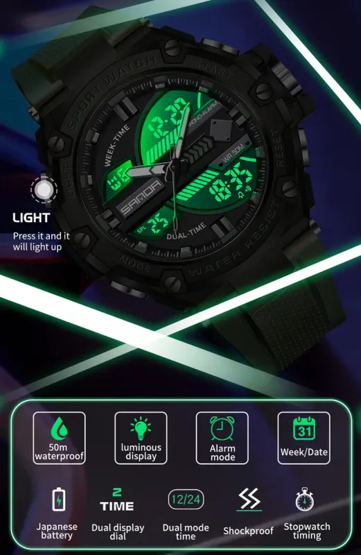 Чоловічий водостійкий спортивний тактичний годинник Sanda Street - зображення 7