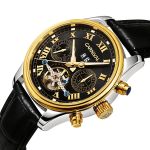 Чоловічий механічний годинник Carnival Sappfire Silver Leather Deluxe, 2 ремінці