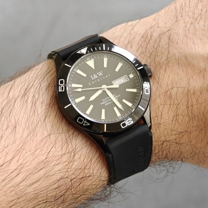 Чоловічий механічний годинник Carnival Shark Sport Black 10 Bar - изображение 3