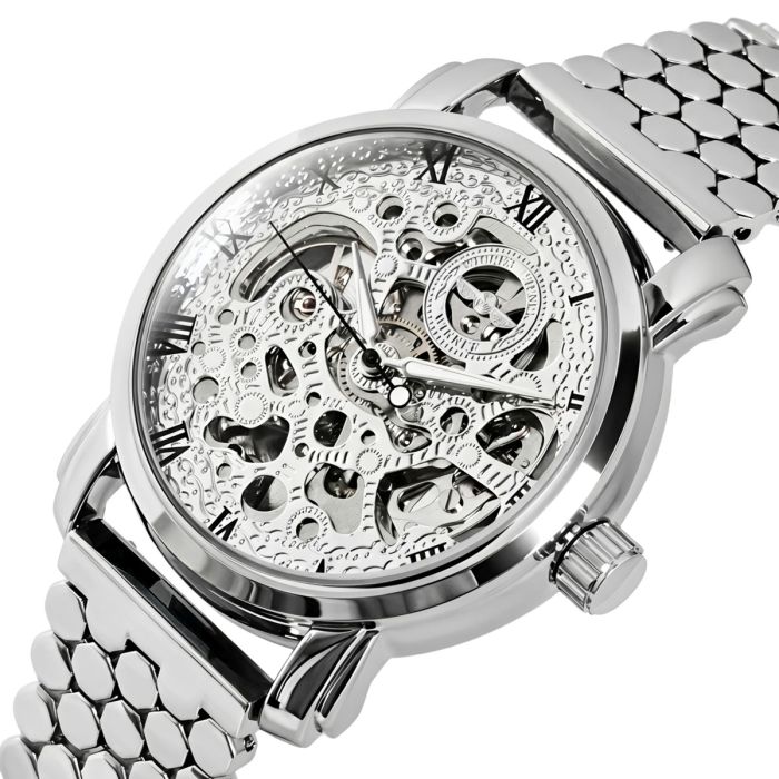 Чоловічий механічний годинник Winner Silver Grain, 2 ремінці - изображение 1