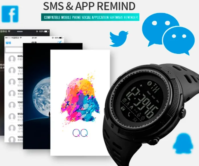 Розумний смарт годинник Smart Skmei Clever 1250 Black - зображення 6