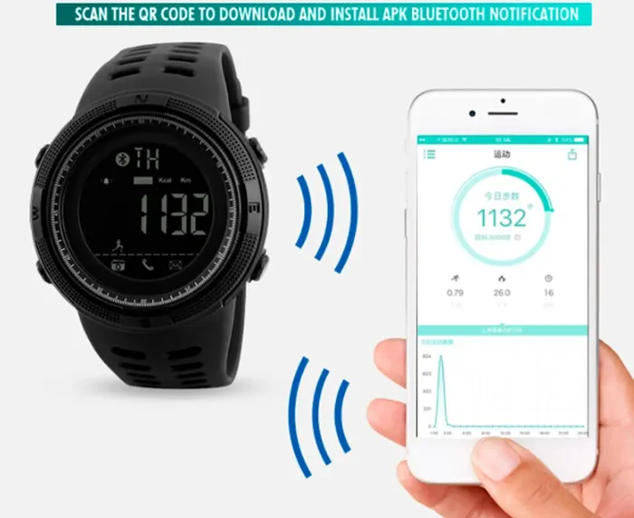 Розумний смарт годинник Smart Skmei Clever 1250 Black - зображення 7