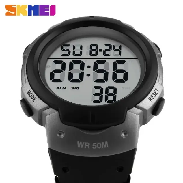 Чоловічий водостійкий спортивний тактичний годинник Skmei Neon Silver - зображення 2