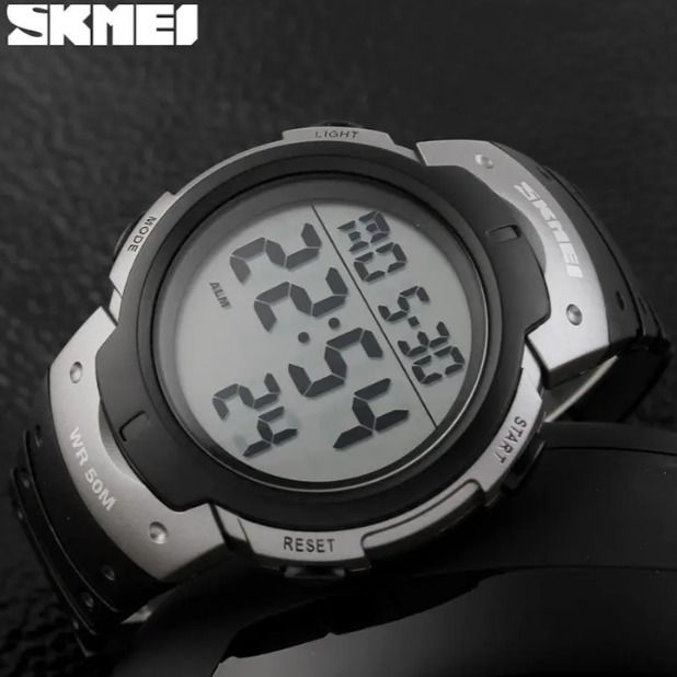 Чоловічий водостійкий спортивний тактичний годинник Skmei Neon Silver - зображення 3