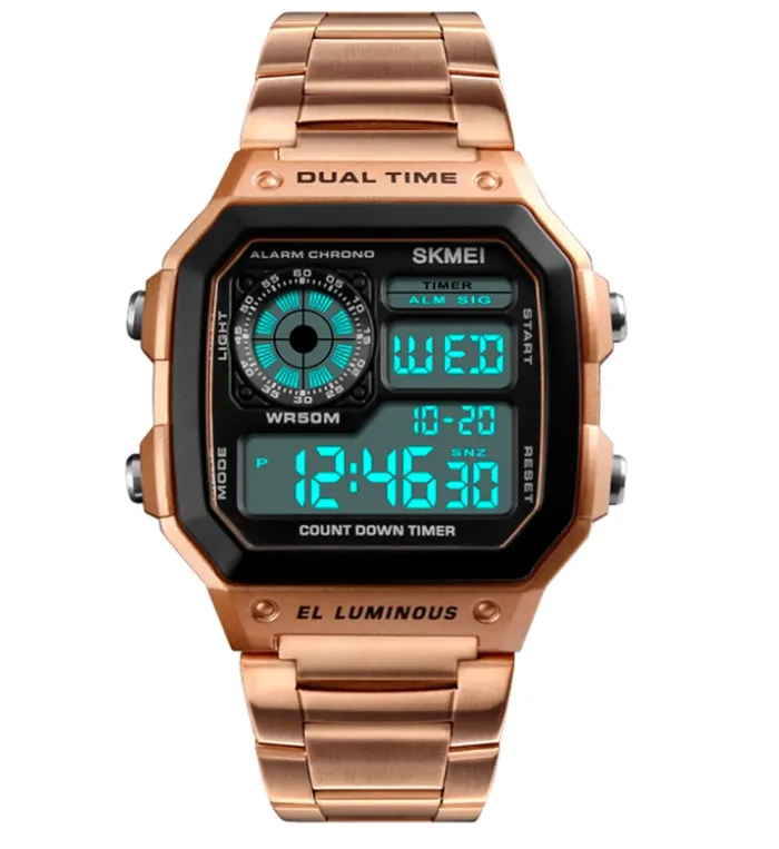 Чоловічий спортивний водостійкий годинник Skmei Ripple RoseGold 1335 - зображення 2