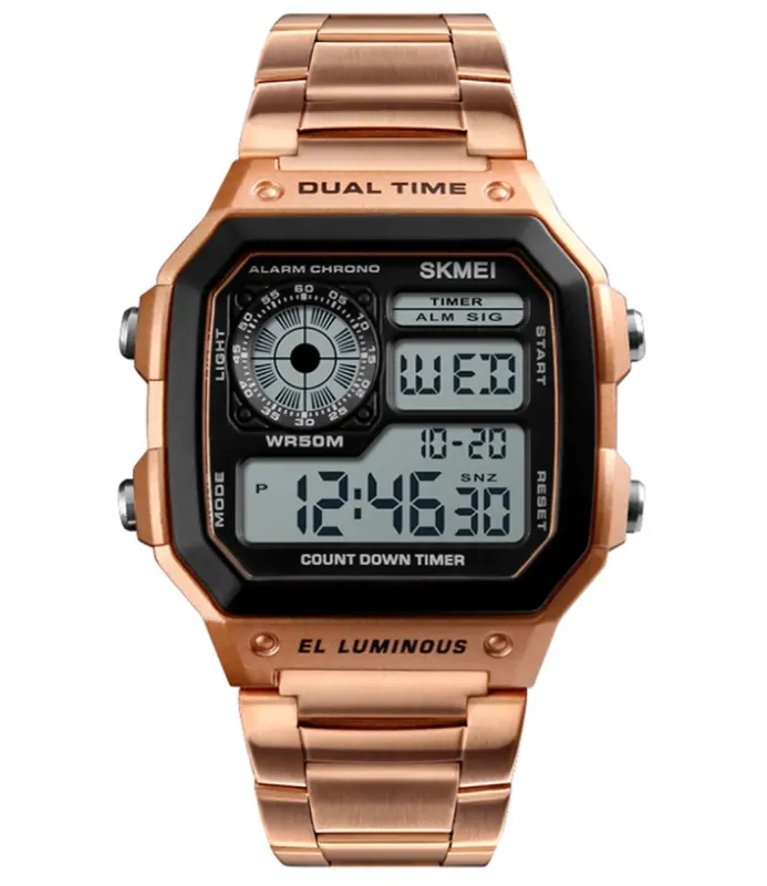 Чоловічий спортивний водостійкий годинник Skmei Ripple RoseGold 1335 - зображення 3