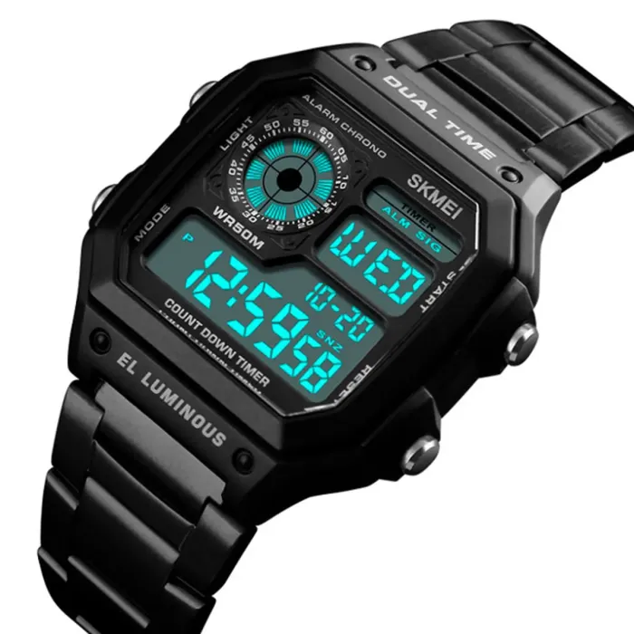 Чоловічий спортивний водостійкий годинник Skmei Ripple Black 1335B - зображення 1