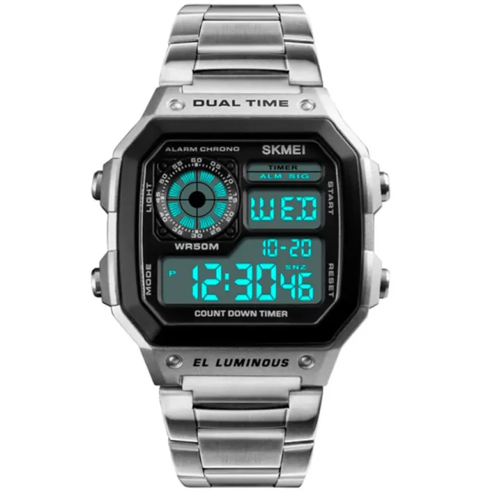 Мужские спортивные водостойкие часы Skmei Ripple Silver 1335S - зображення 2