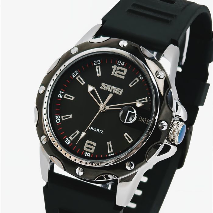 Чоловічий спортивний годинник Skmei Robby Elastic Black, 2 ремінці - зображення 1