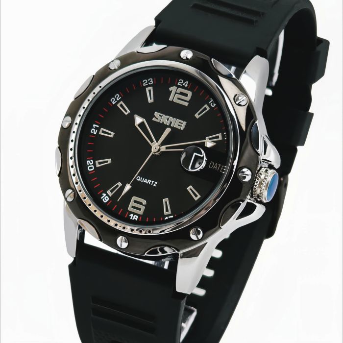 Чоловічий спортивний годинник Skmei Robby Elastic Black, 2 ремінці - зображення 2