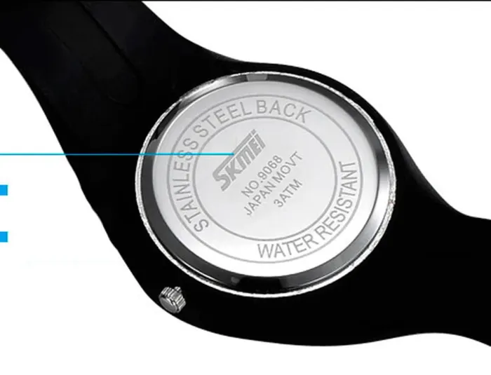 Чоловічий спортивний водостійкий годинник Skmei Rubber Black II 9068 - зображення 3