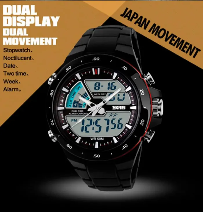 Спортивні чоловічі наручні годинники Skmei Black 1016 - зображення 7