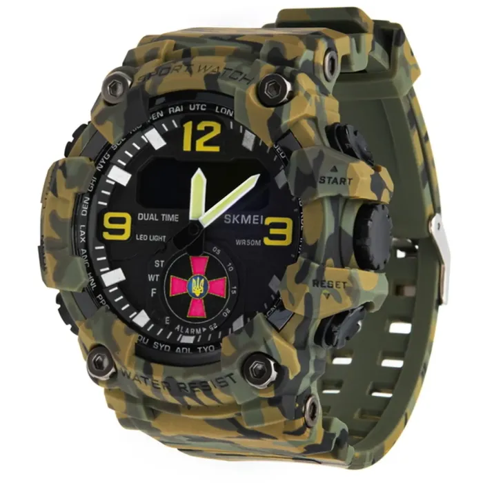 Чоловічий водостійкий спортивний тактичний годинник Skmei Brave ЗСУ - зображення 5