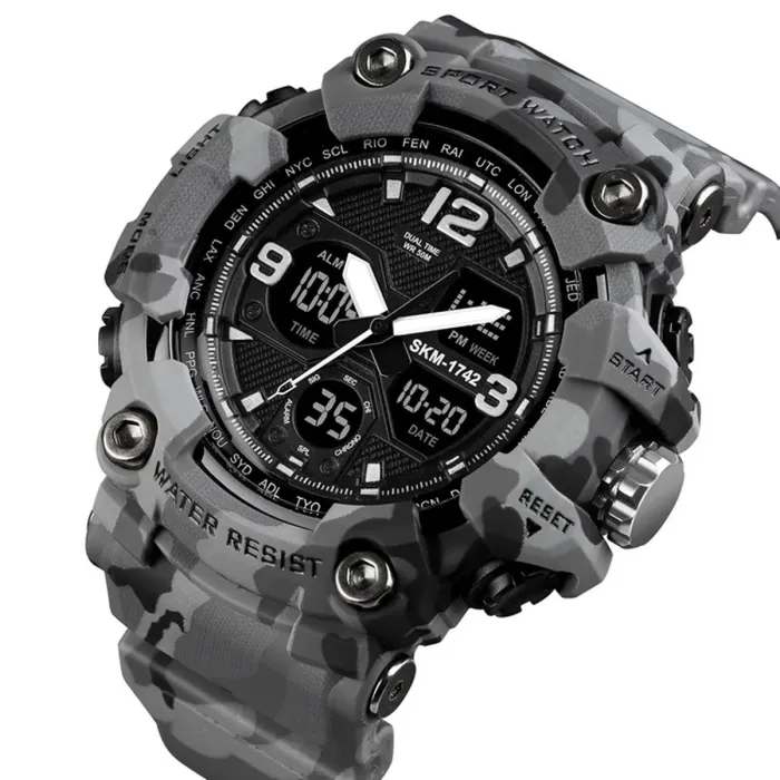 Чоловічий водостійкий спортивний тактичний годинник Skmei Grey - зображення 2
