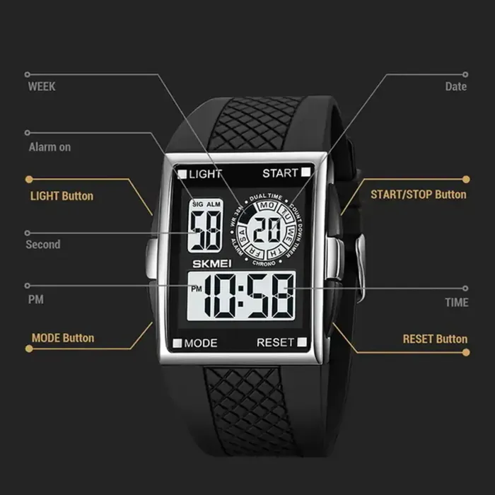 Чоловічий спортивний тактичний годинник Skmei Jump Silver - зображення 6