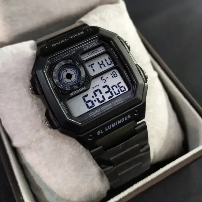 Чоловічий спортивний водостійкий годинник Skmei Ripple Black 1335B - зображення 5