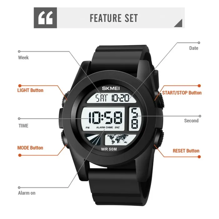 Чоловічий спортивний водостійкий тактичний годинник Skmei World - зображення 7
