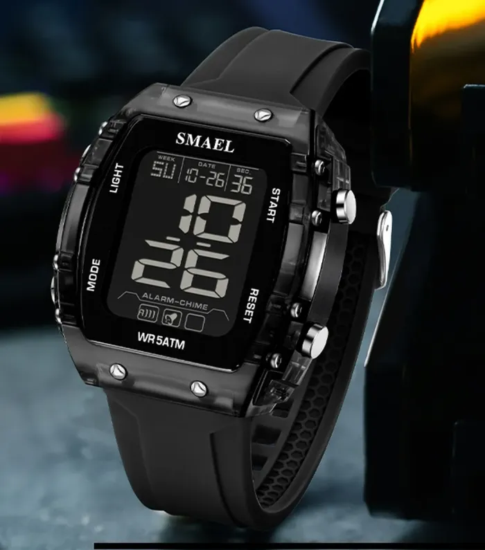 Чоловічий спортивний водостійкий тактичний годинник Smael Square - зображення 2