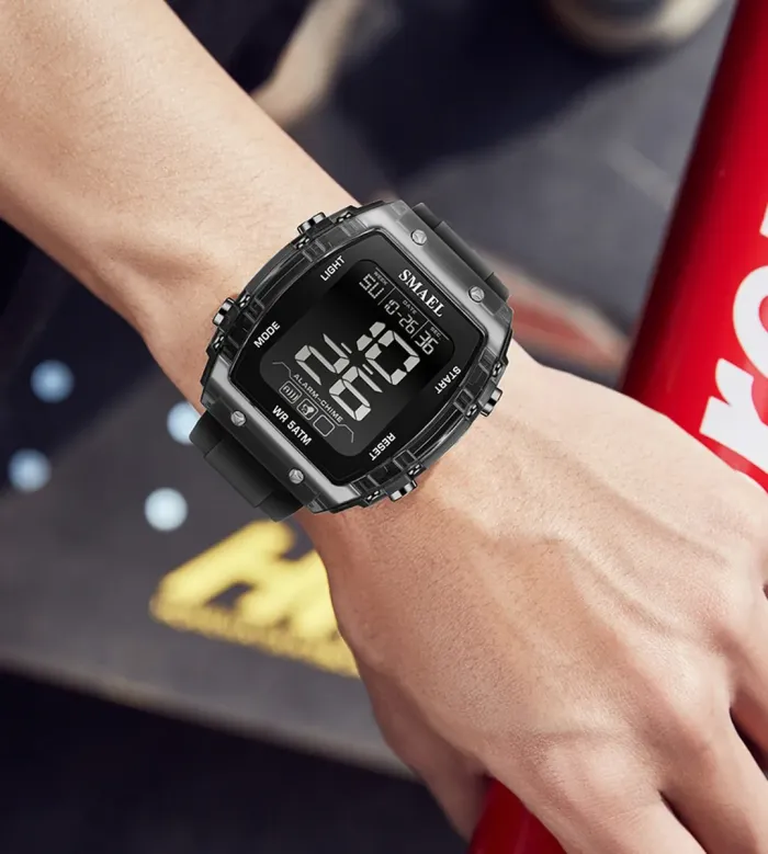 Чоловічий спортивний водостійкий тактичний годинник Smael Square - зображення 3