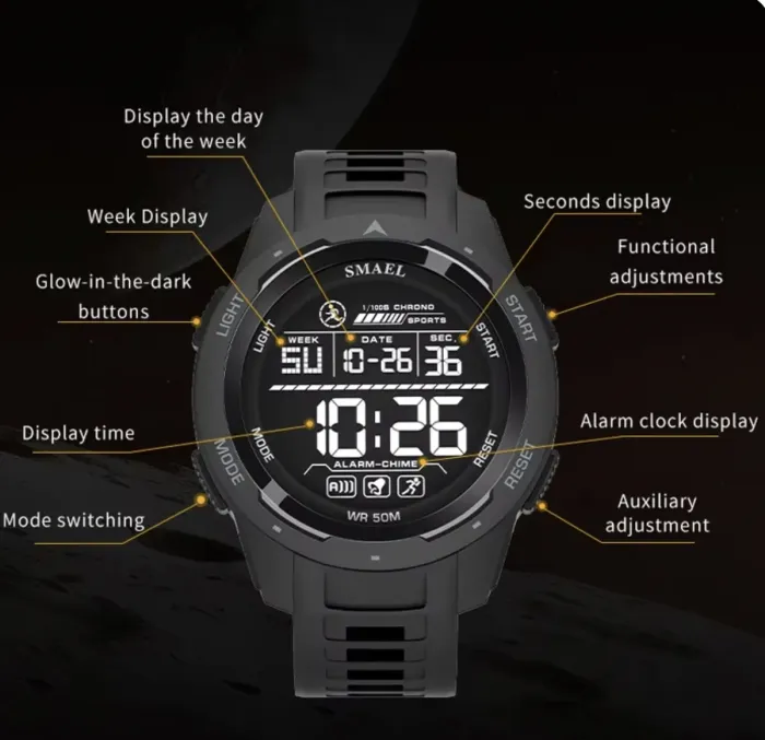 Чоловічий спортивний тактичний годинник Smael Brutto Pro - зображення 2
