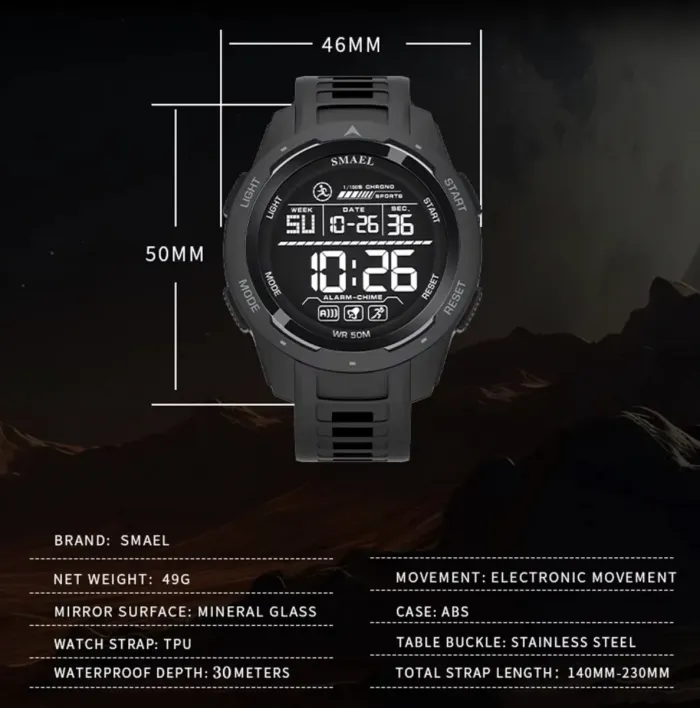 Чоловічий спортивний тактичний годинник Smael Brutto Pro - зображення 6