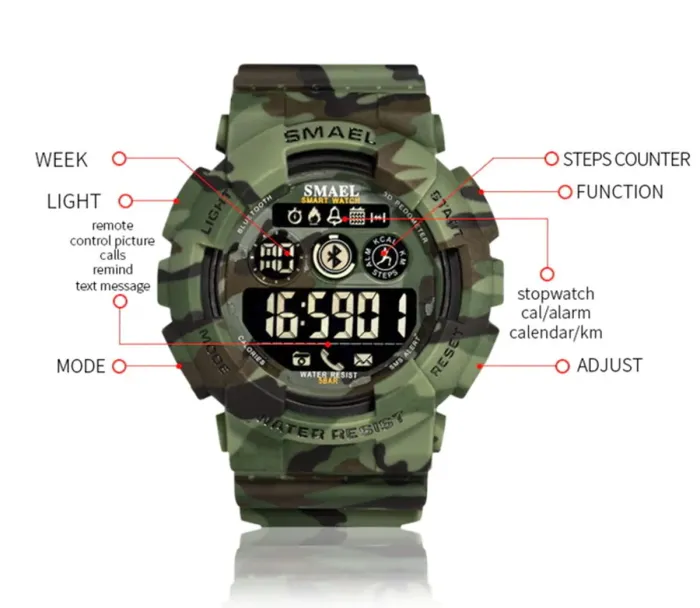 Чоловічий водостійкий спортивний тактичний годинник Smael Force - зображення 10