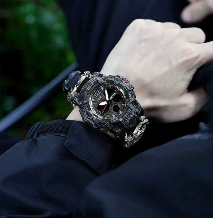 Чоловічий спортивний водостійкий тактичний з компасом годинник Smael Grey Compass - зображення 3