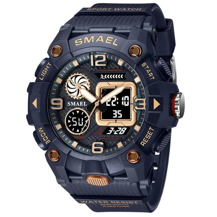 Чоловічий водостійкий спортивний тактичний годинник Smael Purple - зображення 1