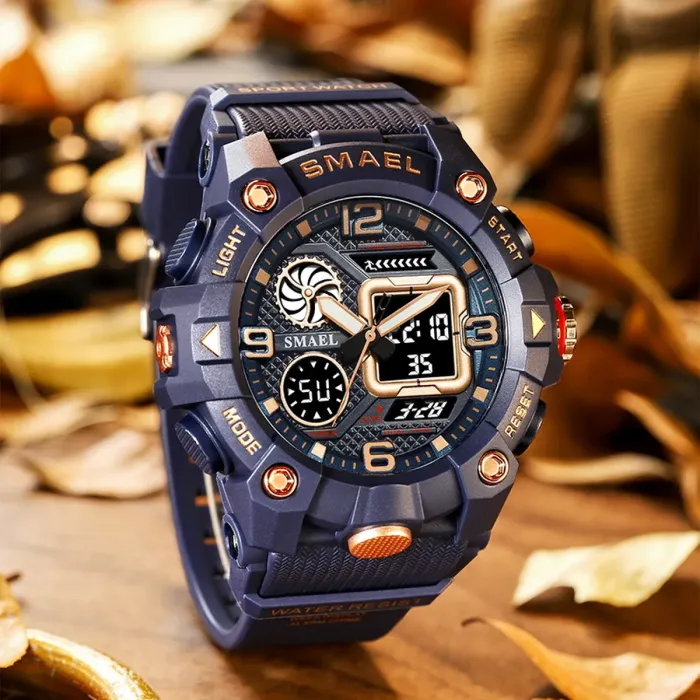 Чоловічий водостійкий спортивний тактичний годинник Smael Purple - зображення 2