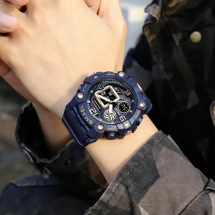 Чоловічий водостійкий спортивний тактичний годинник Smael Purple - зображення 3