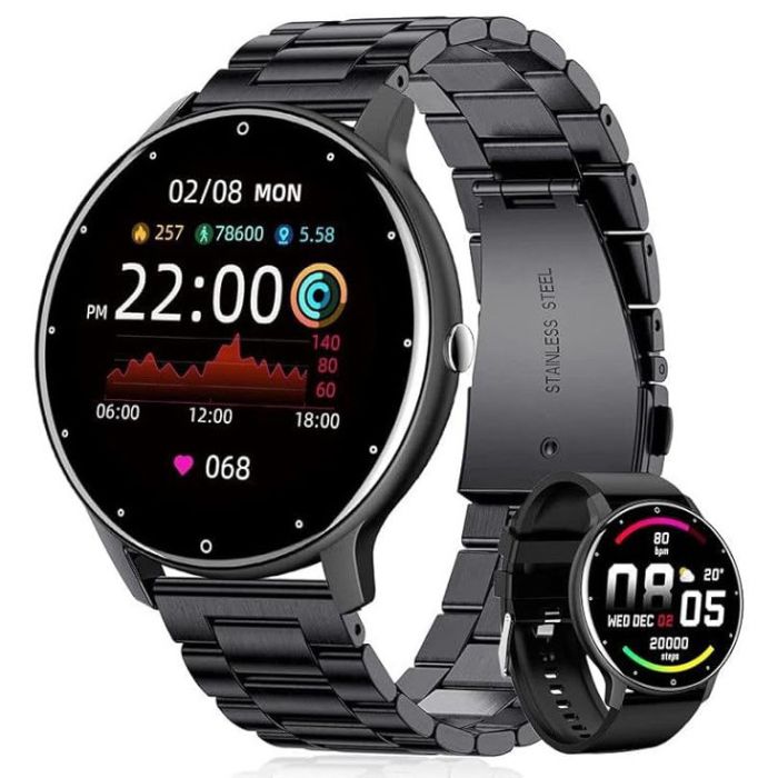 Розумний смарт годинник Smart Classic Steel Black, 2 ремінці - зображення 1