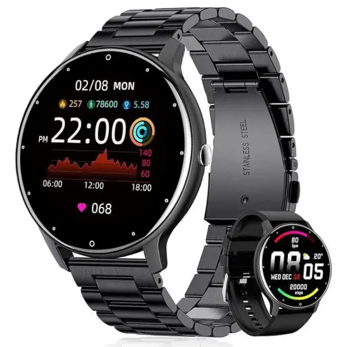 Розумний смарт годинник Smart Classic Steel Black, 2 ремінці - зображення 1
