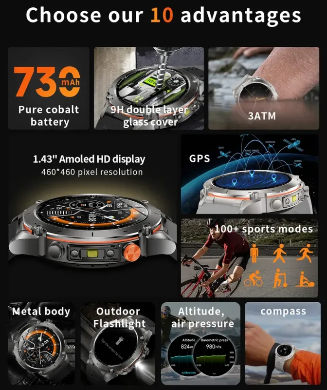 Розумний смарт годинник Smart Agent X з GPS і компасом - зображення 8