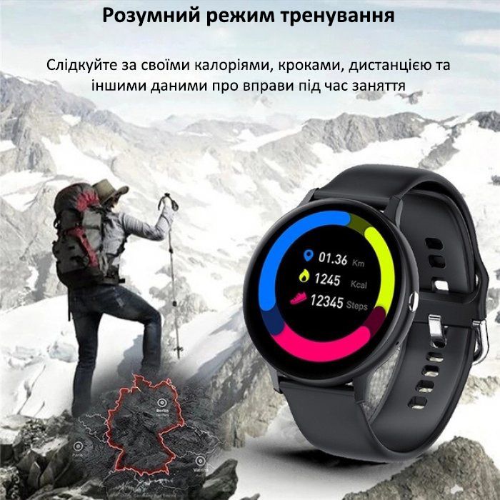 Розумний смарт годинник Smart Classic Steel Black, 2 ремінці - зображення 6