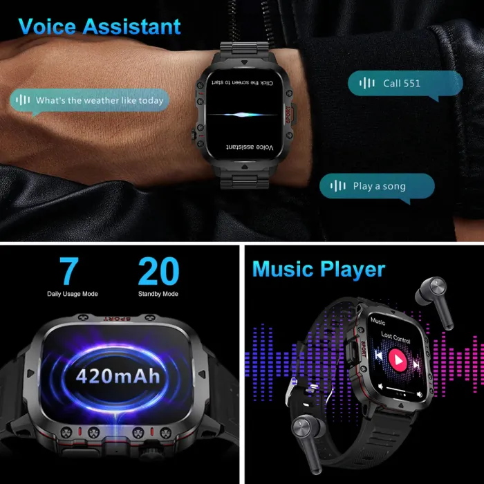 Розумний смарт годинник Smart Expert Nano Steel, 2 ремінці - зображення 2