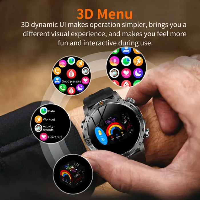 Розумний смарт годинник Smart Fire Rubber з компасом - зображення 7