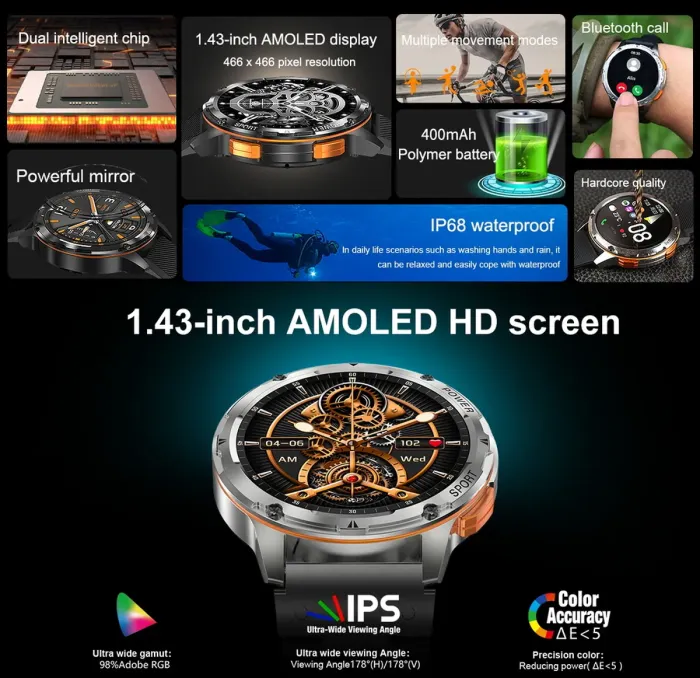 Розумний смарт годинник Smart Kopter Steel Black - зображення 6