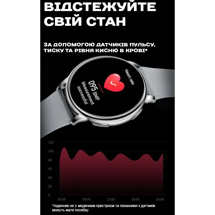 Розумний смарт годинник Smart Melisia Silver Steel, 2 ремінці - зображення 10