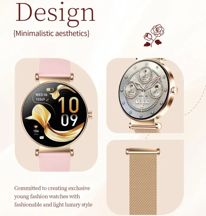 Розумний смарт годинник Smart Princess Rubber Pink, 2 ремінці - зображення 6