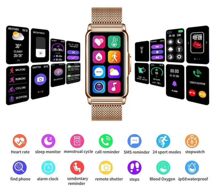 Розумний смарт годинник Smart Mioband Nano+ Gold - зображення 4