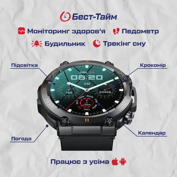Розумний смарт годинник Smart Storm Black УЦІНКА - зображення 5