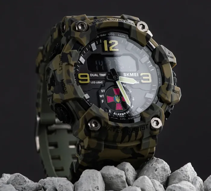 Чоловічий водостійкий спортивний тактичний годинник Skmei Brave ЗСУ - зображення 6